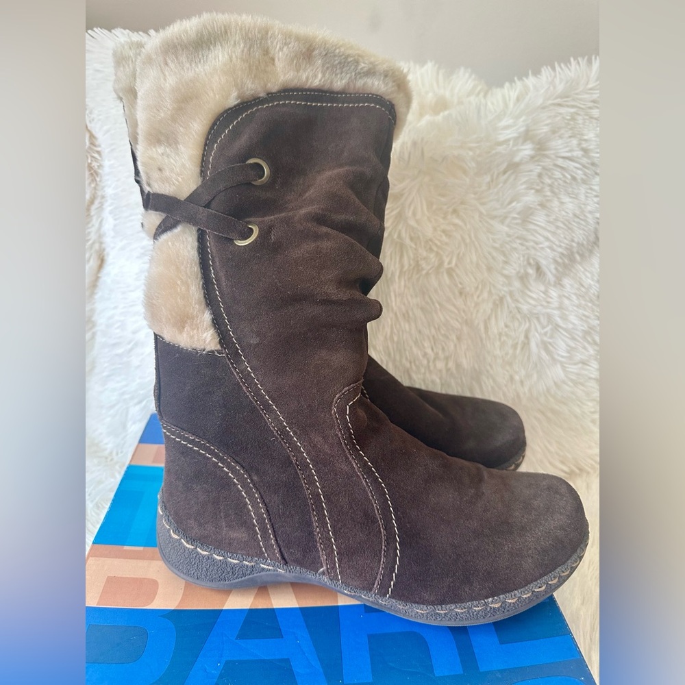 BareTraps Eventure Women’s Dark Brown Suede Fur-Lined Winter Boots Size: 10 New